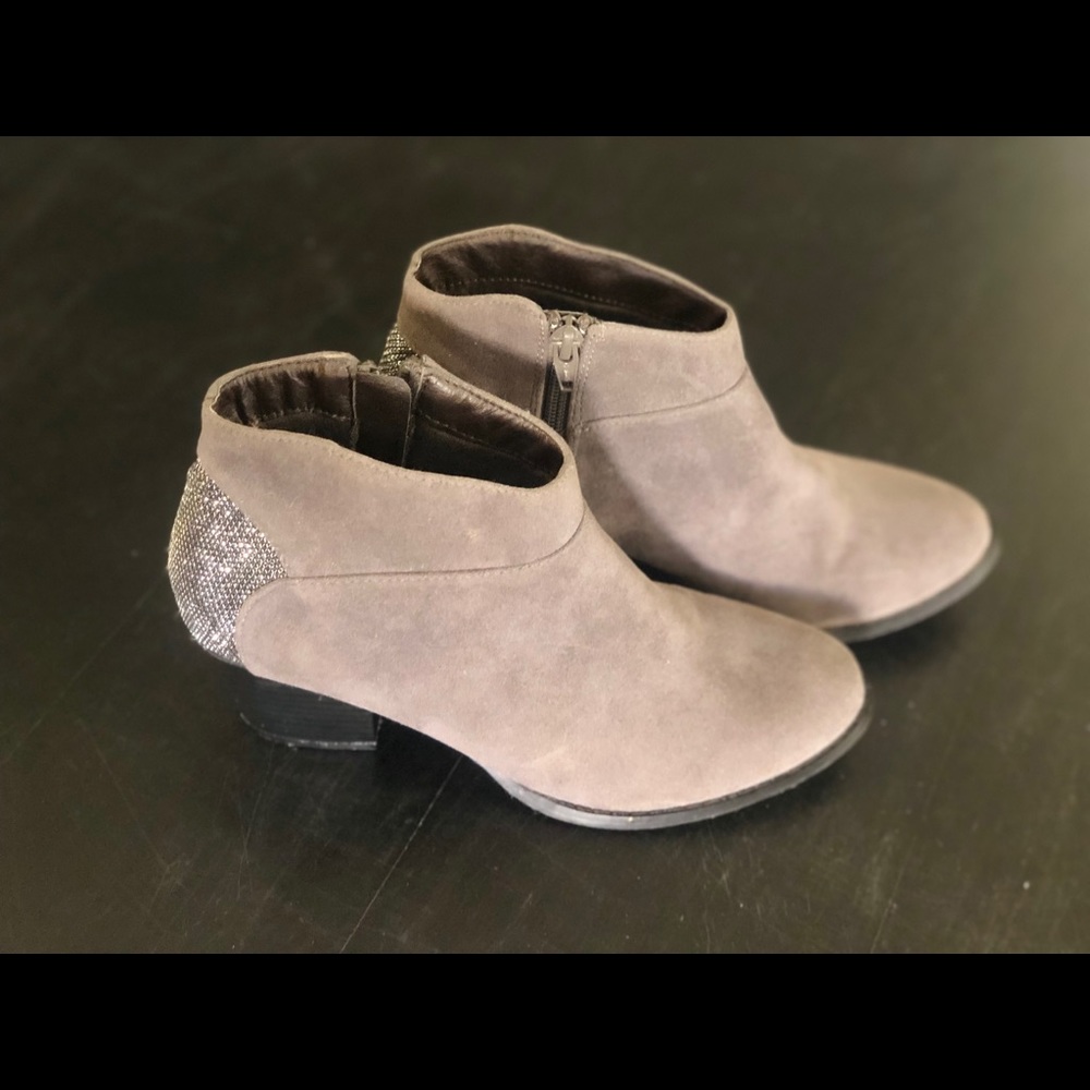 Gray Suede Type Boots with Shimmer Detail